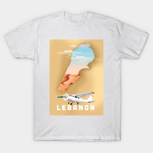 Lebanon Travel map poster T-Shirt by nickemporium1